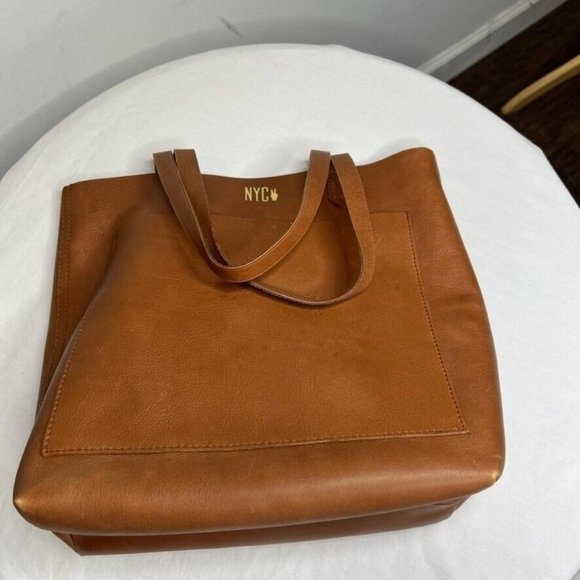 Madewell Womens $168 Medium Transport Tote English Saddle Brown F5788 Embossed 4 - Picture 13 of 16